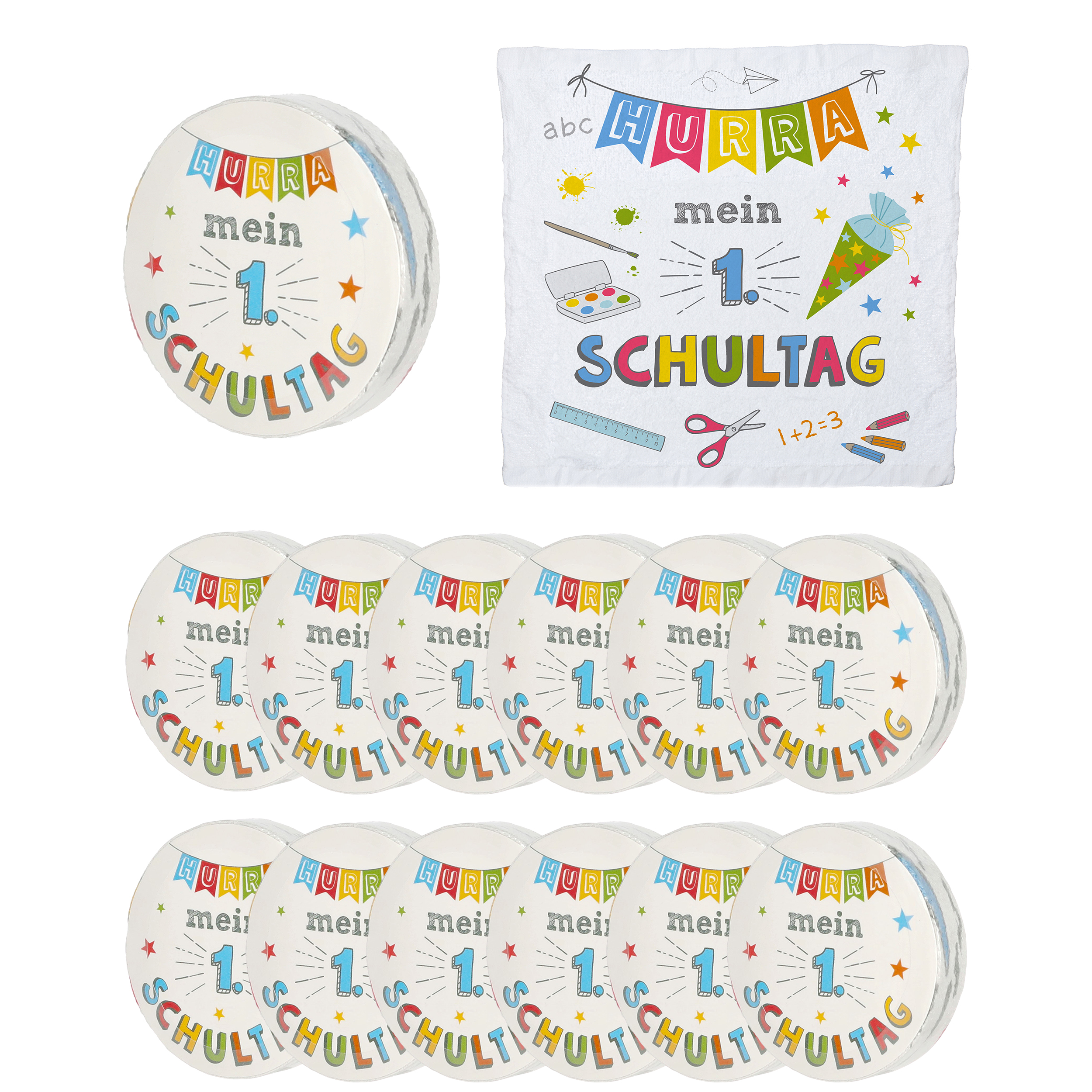Magisches kleines Handtuch "Hurra...mein 1. Schultag" zur Einschulung