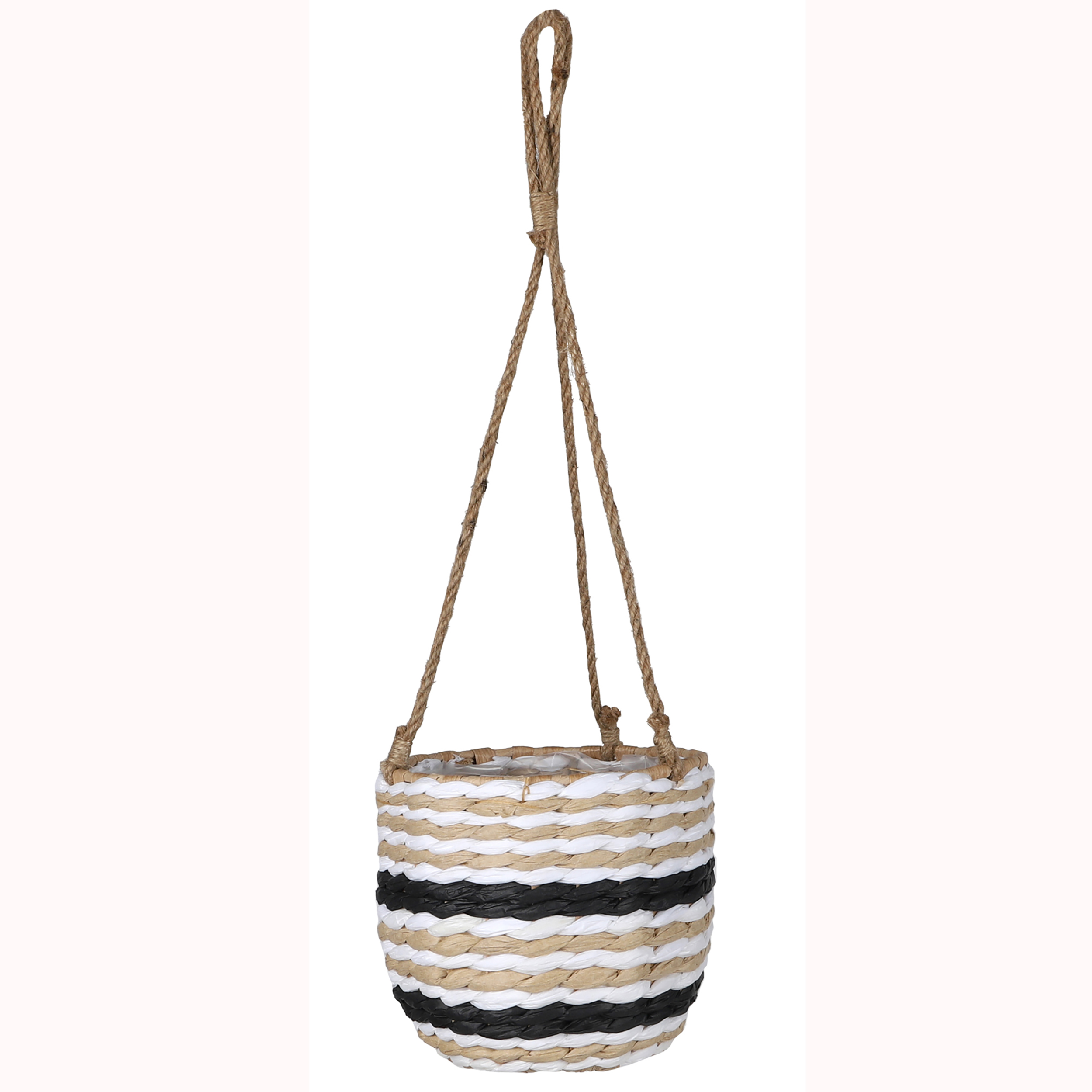 Blumenampel aus Raffia-Suspension Fasern zum Hängen 14 x 10 x 45 cm (L/B/H)