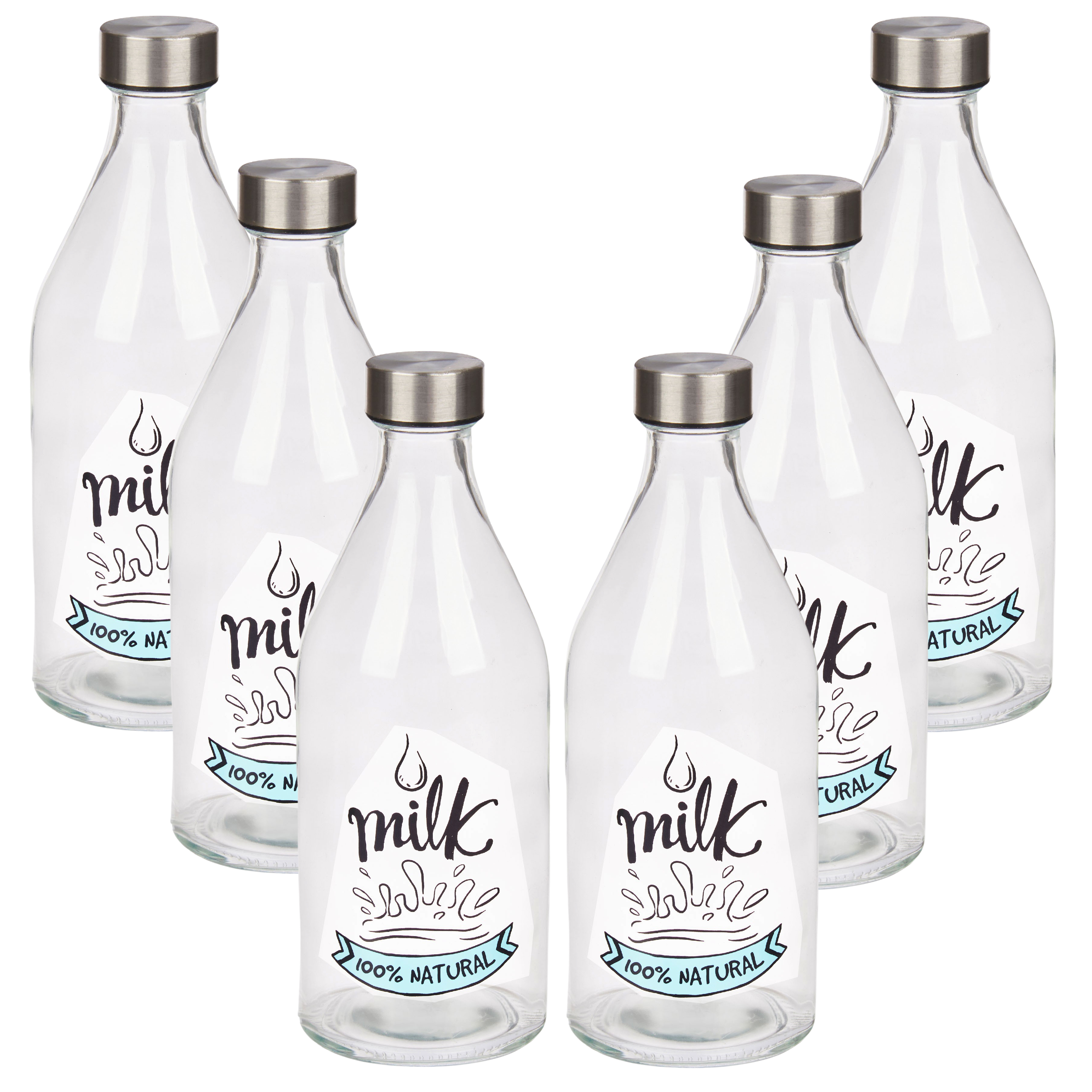 Stilvolle Milchfflaschen mit Schraubdeckel aus Edelstahl 1 Liter