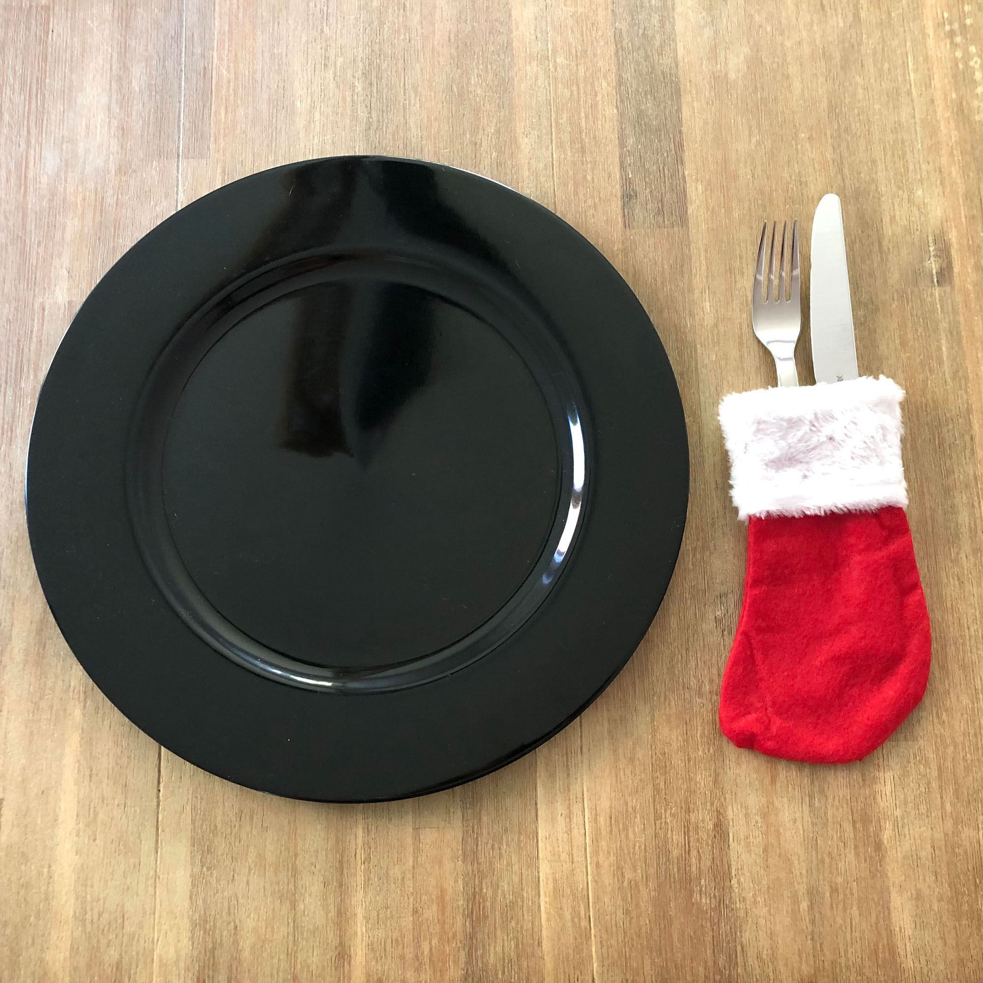 6 x Platzteller stilvoll - glänzend schwarz Ø 33 cm
