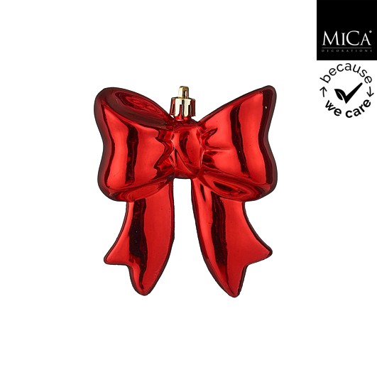 Weihnachtliche Schleifen aus Kunststoff 3D Rot Gold zum Aufhängen 8,5 oder 20 cm