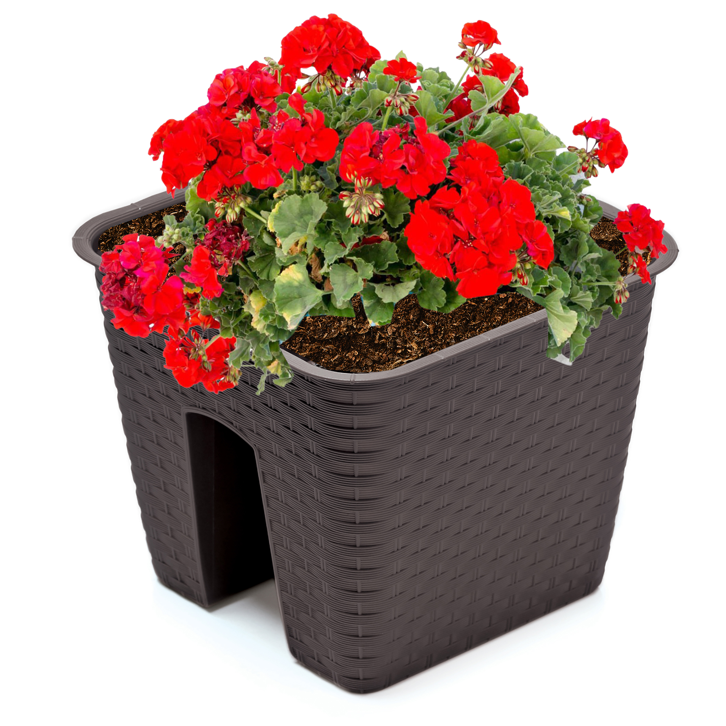 Ratolla "Square" Blumenkasten für Geländer in Rattan-Optik