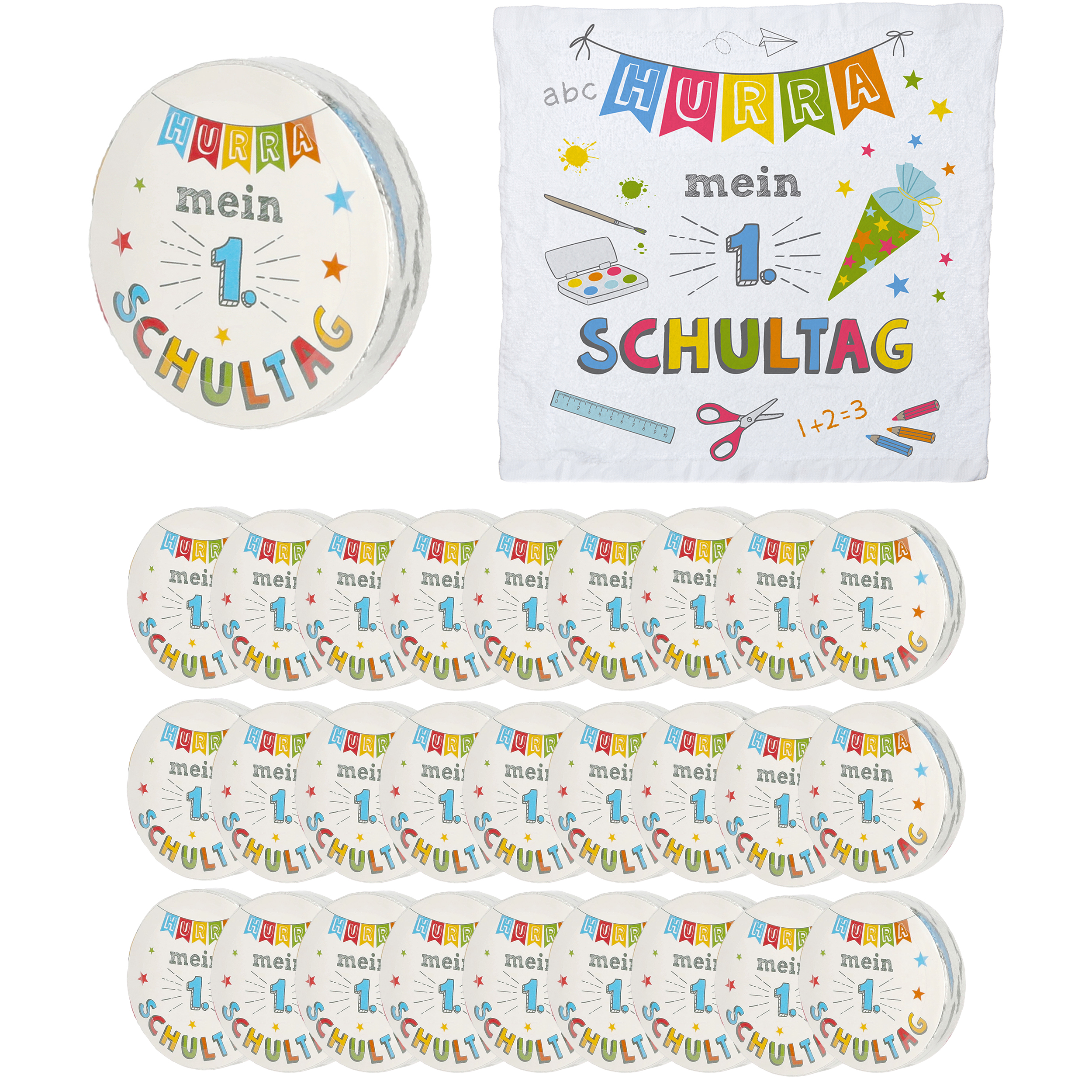 Magisches kleines Handtuch "Hurra...mein 1. Schultag" zur Einschulung