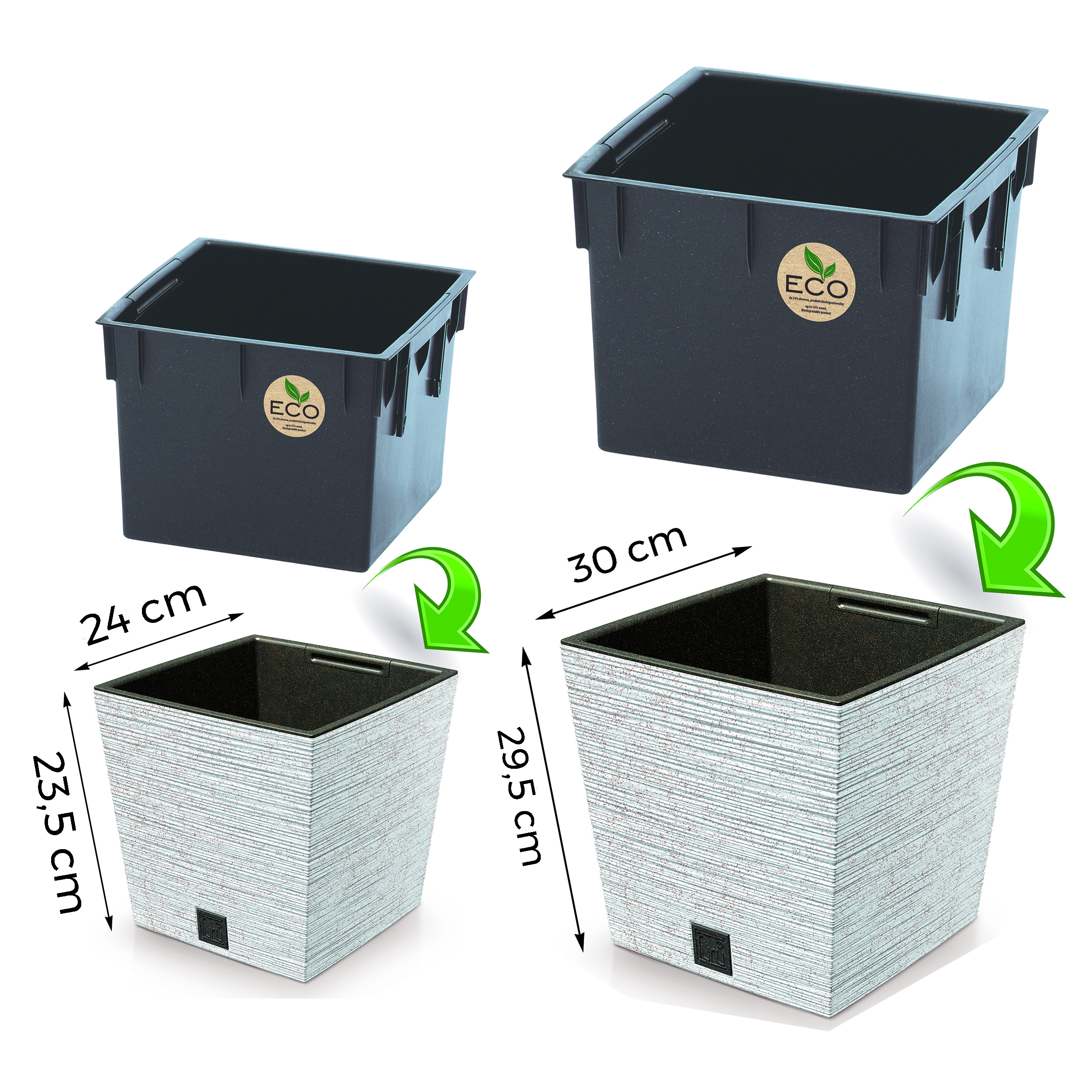 Blumentopf FURU Eco Wood mit 33% echtem Holzanteil