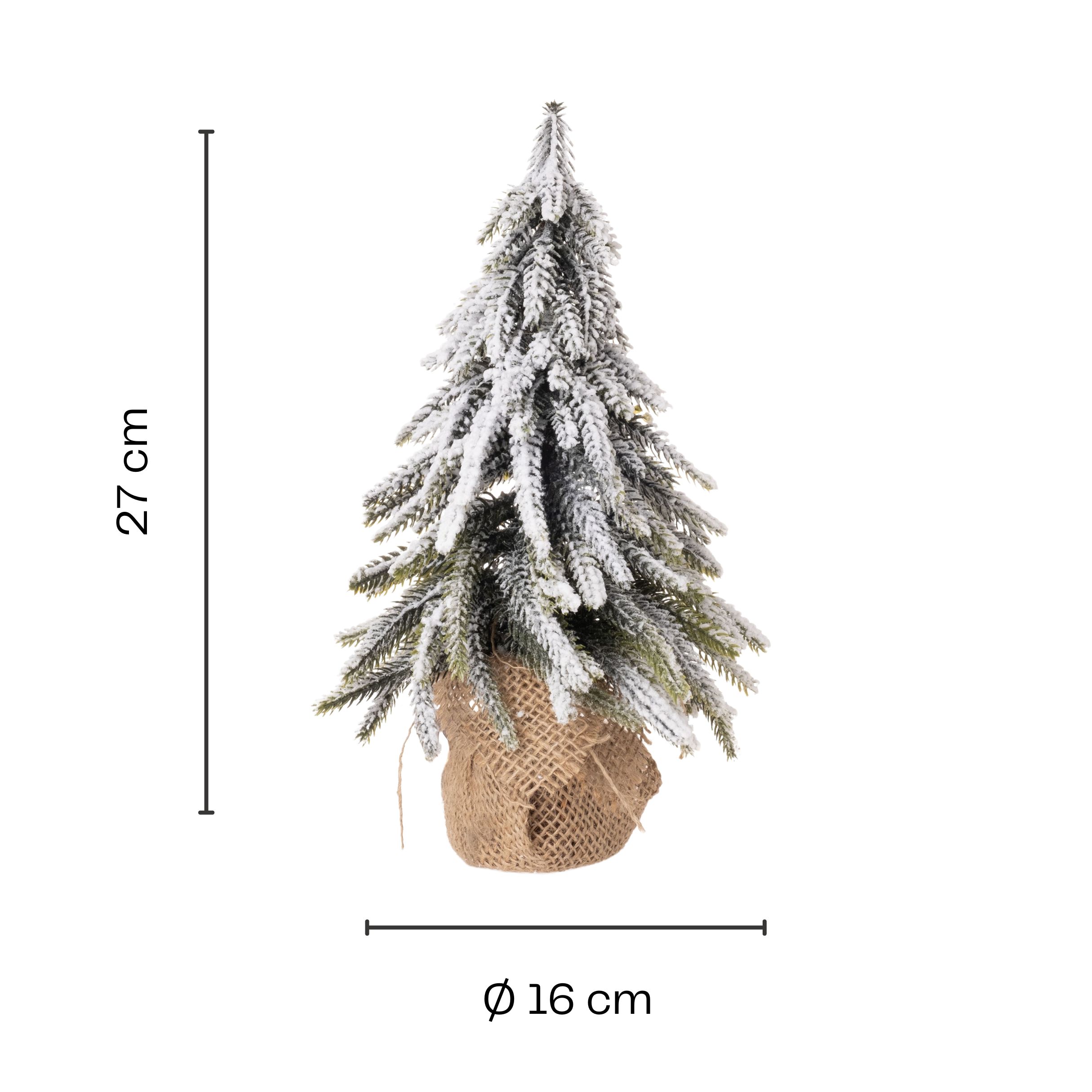 Künstlicher Tannenbaum mit Kunstschnee verziert