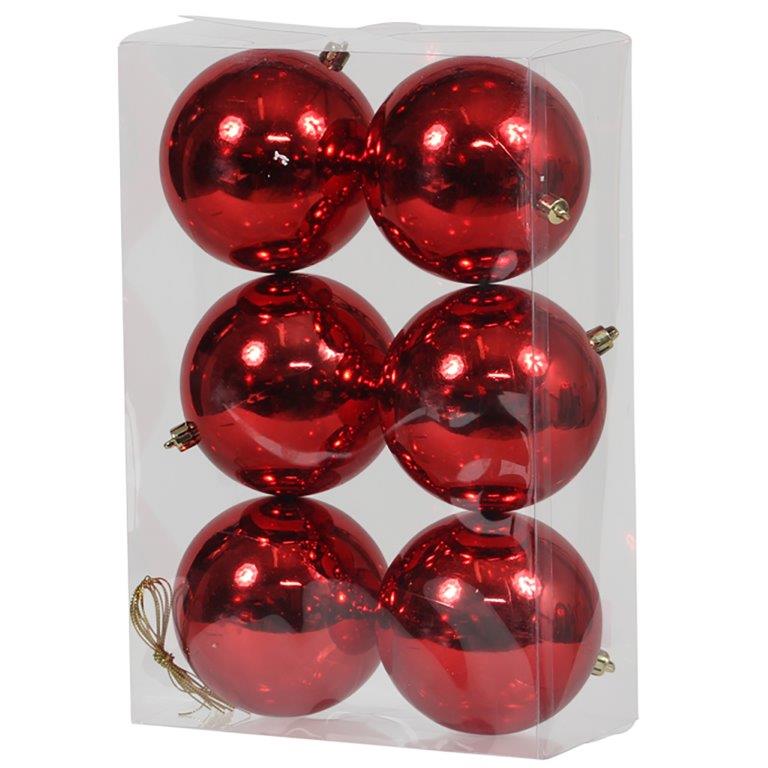 XL Weihnachtskugeln aus Kunststoff Ø 10-15 cm - Rot - Outdoor - EXTRA ROBUST