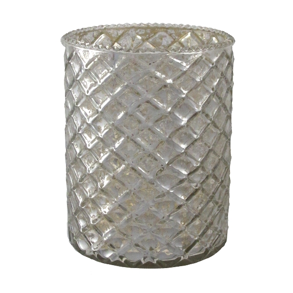 Windlichter "Latona" im Antik-Finish - Bauernsilber H 10 cm / Ø 8 cm