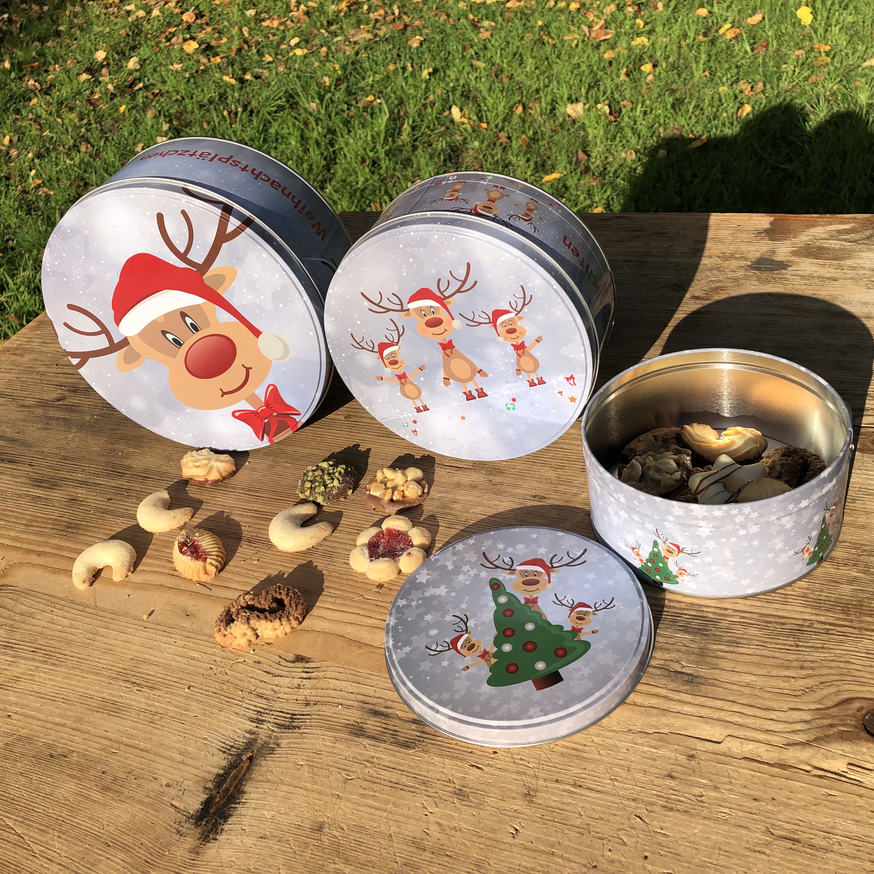 3-tlg. Set Gebäckdosen mit weihnachtlichen Motiven