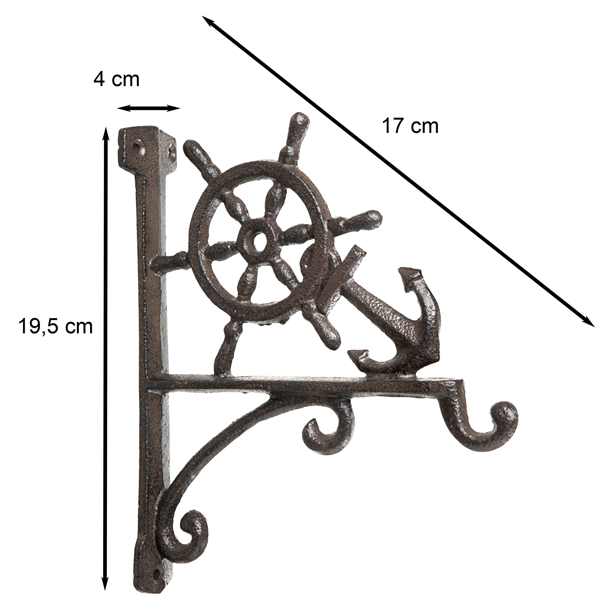 Wandhalterung im Antik-Finish aus Gusseisen