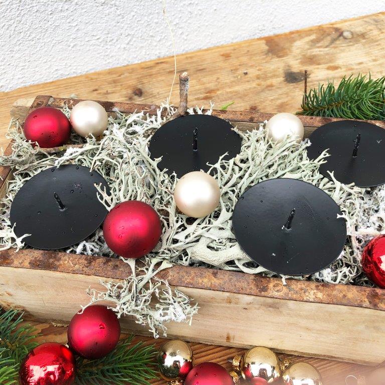 4 x Kerzenhalter aus Metall mit Pick für Adventskranz