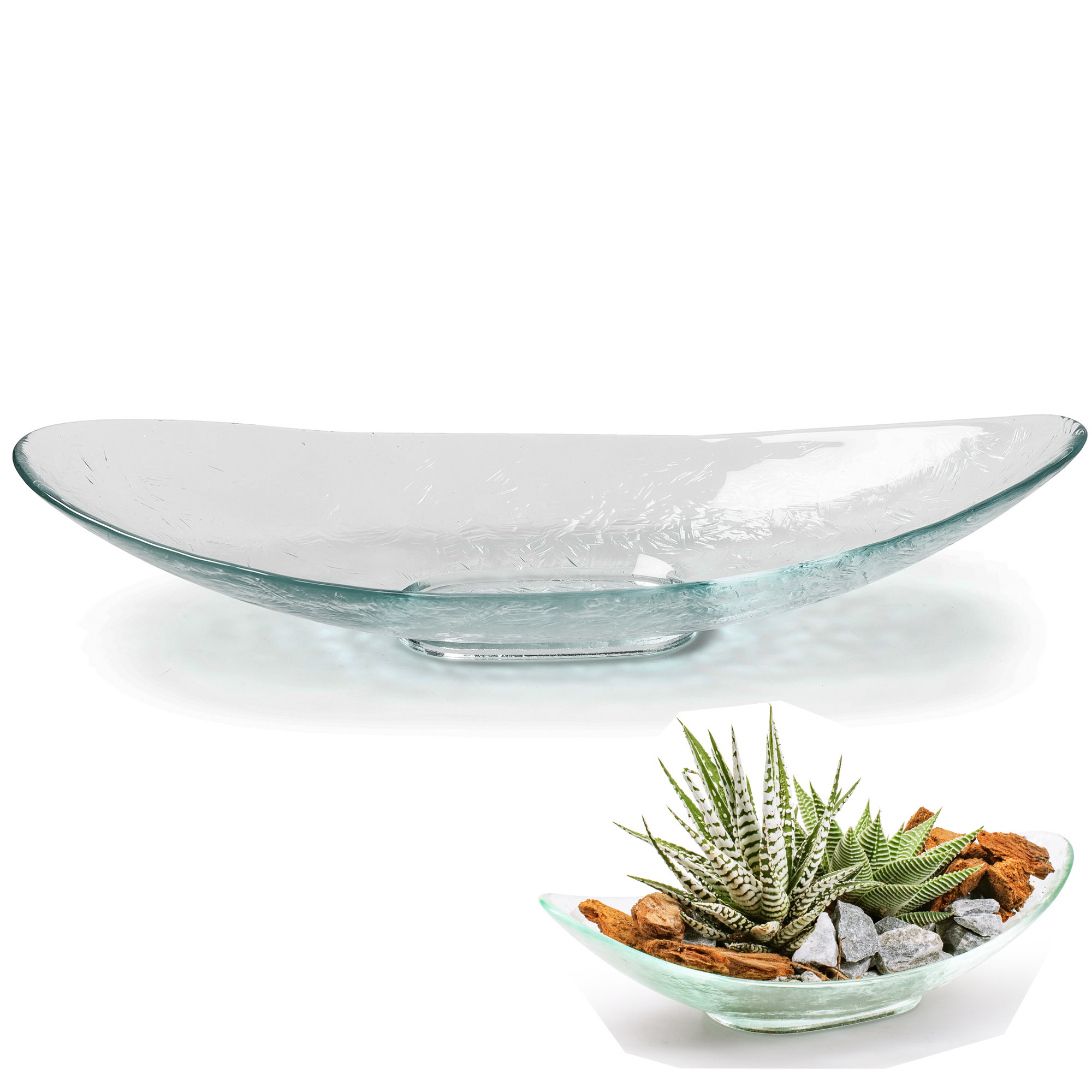 Dekoschale aus Glas in ovaler Form