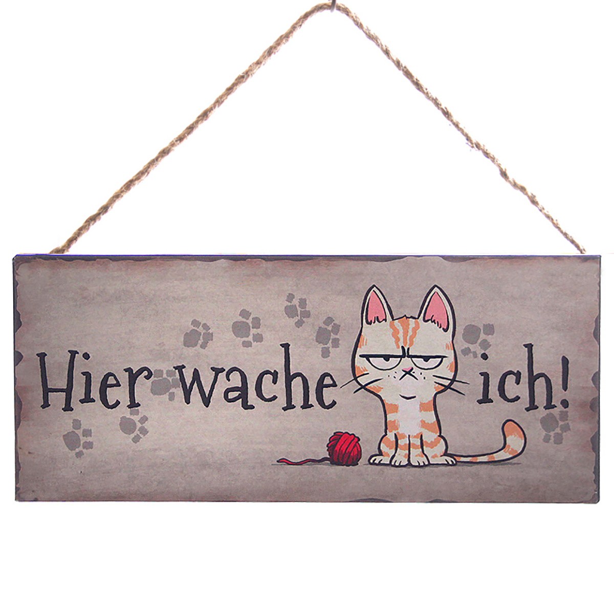 Metallschild Katze "Hier wache ich!", 30,5 x 13 cm | Annastore