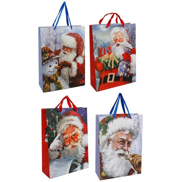 12 x Geschenktüten Weihnachtsmann in Vintage-Look 24 x 18 x 80 cm (H/B/T)