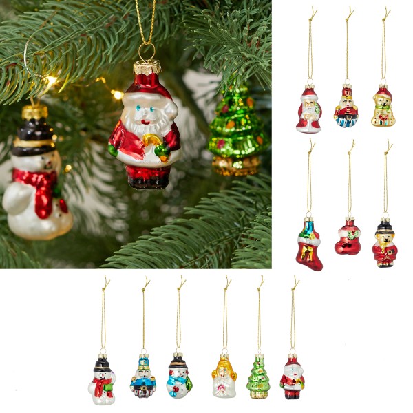 12-tlg. Set Christbaumschmuck aus Glas ca. 5 cm