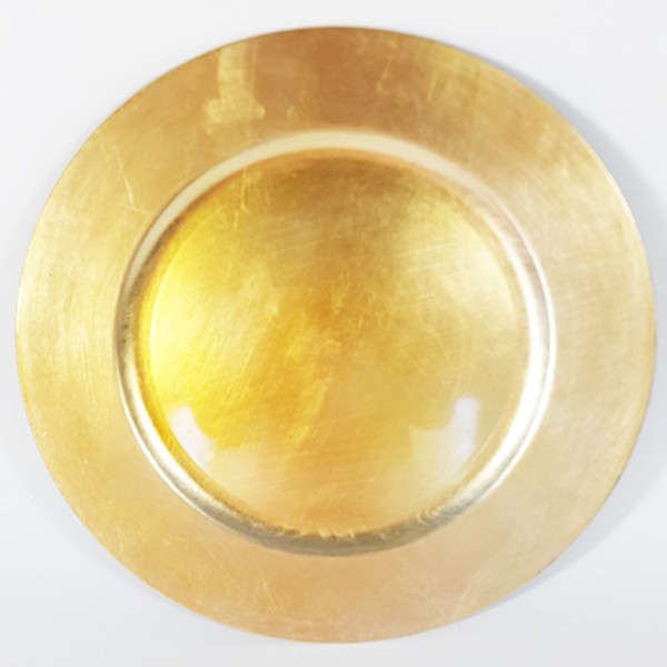 6 x Platzteller aus Kunststoff Ø 33 cm goldfarben