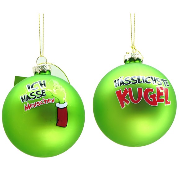 12 x Weihnachtskugeln "Festtags-Muffel" Ø 8 cm aus Glas