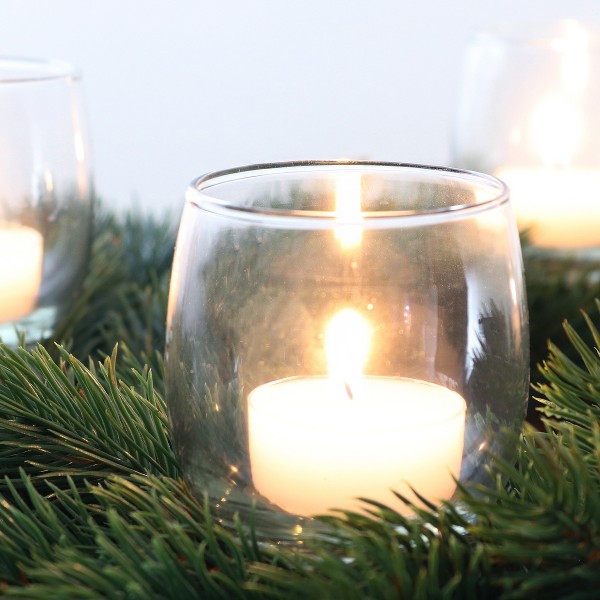 Adventskranzstecker Glas - Teelichtgläser für Gestecke 4-tlg. Set